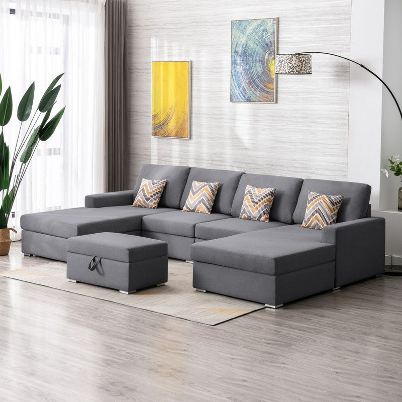 Nolan - Fabric 5 Piece Sectional Sofa With Interchangeable Legs