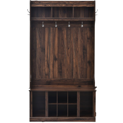 Hall Tree With 6 Hooks, Coat Hanger, Entryway Bench, Storage Bench, 3 In 1 Design, For Entrance, Hallway