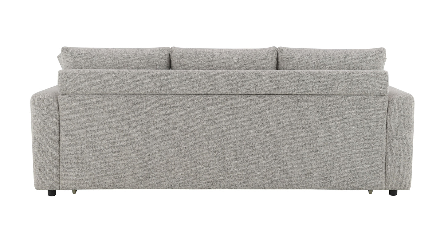 Connie - Boucle Sleeper Sectional Sofa With 2 Toss Pillows - Beige