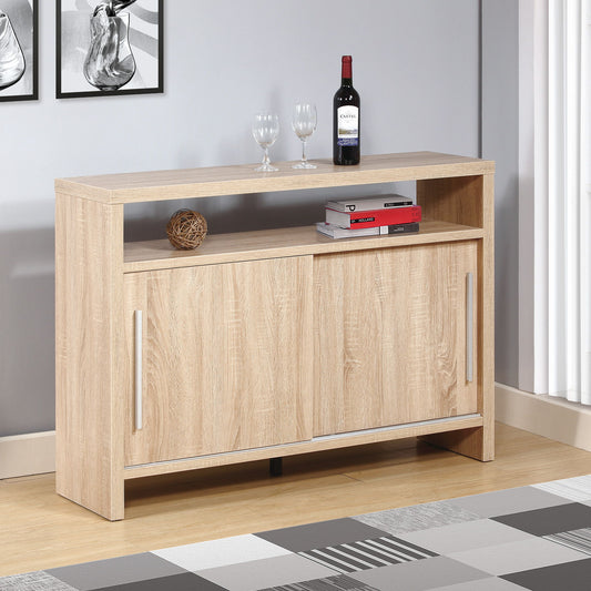 Sideboard Buffet Entry Cabinet Sliding Doors Metal Bar Handles Four Shelves Weathered - White Natural