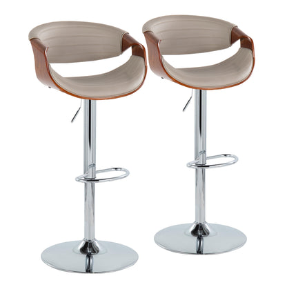 Symphony - Mid Century Modern Adjustable Barstool With Swivel With Oval Footrest (Set of 2)