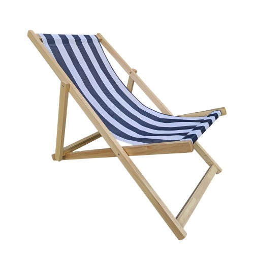 Sling Folding Chaise Lounge Chair - Stripe Blue