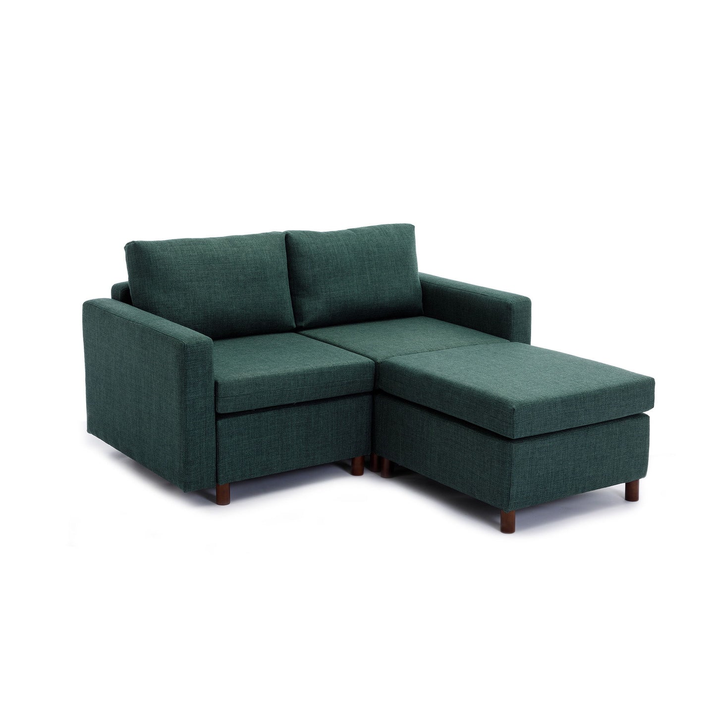 2 Seat Module Sectional Sofa Couch With 1 Ottoman For Living Room, Seat Cushion And Back Cushion Non-Removable And Non-Washable