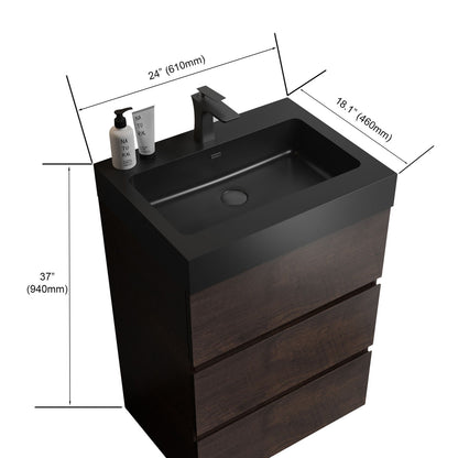 Alice - Bathroom Vanity With Large Storage Freestanding Bathroom Vanity, Sink For Modern Bathroom, One-Piece Sink Basin Without Drain And Faucet