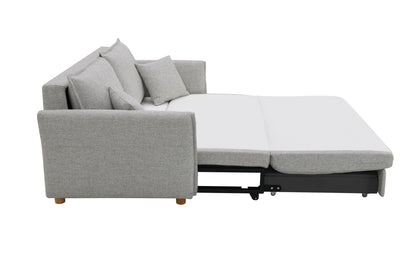 Oren - Chenille Sleeper Sectional Sofa With Storage 2 Toss Pillows - Gray