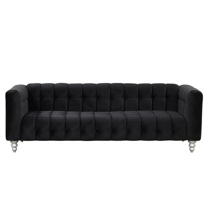 Modern Sofa Dutch Fluff Upholstered Sofa With Solid Wood Legs, Buttoned Tufted Backrest