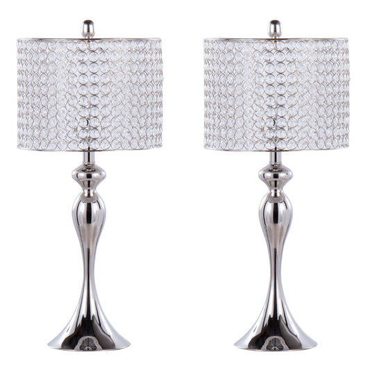 Ashland - Contemporary Table Lamp Round Clear Crystal Beads (Set of 2) - Polished Nickel