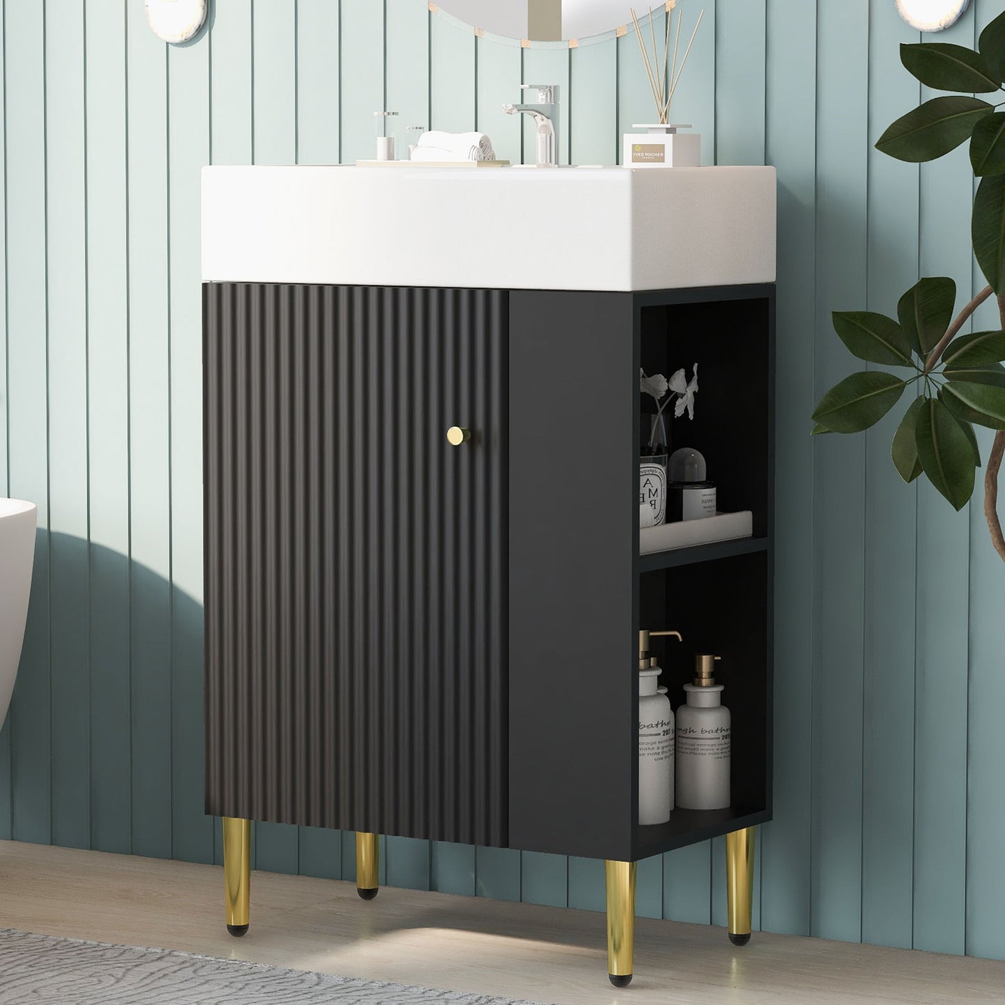 Bathroom Vanity, Combo Cabinet, Bathroom Storage Cabinet, Single Ceramic Sink