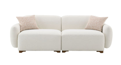 Darius - Boucle Sofa With 2 Toss Pillows - Beige