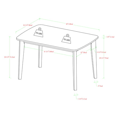 Contemporary Solid Wood Two Tone Dining Table - White